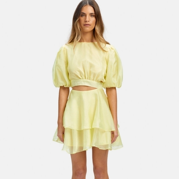 Bardot Enya Organza Mini Dress Sunshine Size XXL US 12 - Picture 1 of 7
